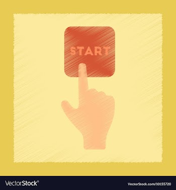 Flat shading style icon hand button start vector image