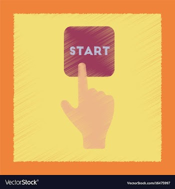 Flat shading style icon hand button start vector image