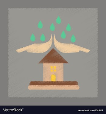 Flat shading style icon hand house rain vector image