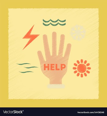 Flat shading style icon hand natural disasters vector image
