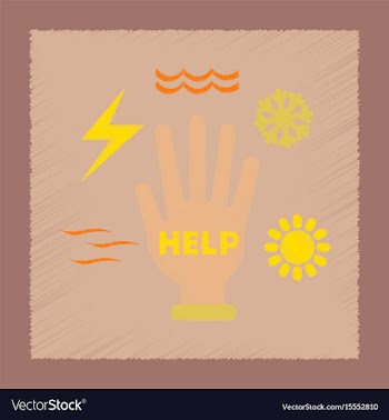 Flat shading style icon hand natural disasters vector image