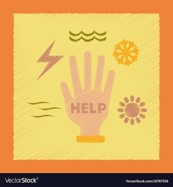 Flat shading style icon hand natural disasters vector image