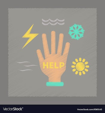 Flat shading style icon hand natural disasters vector image