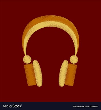 Flat shading style icon headphones stereo vector image