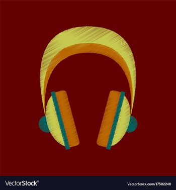 Flat shading style icon headphones stereo vector image