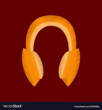 Flat shading style icon headphones stereo vector image