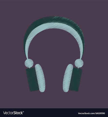 Flat shading style icon headphones stereo vector image