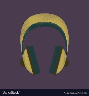 Flat shading style icon headphones stereo vector image