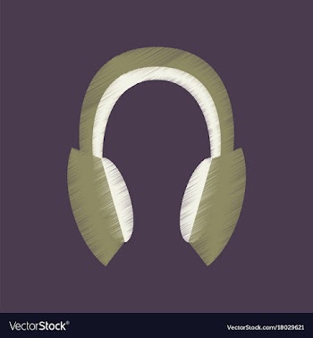 Flat shading style icon headphones stereo vector image