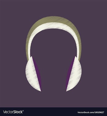 Flat shading style icon headphones stereo vector image