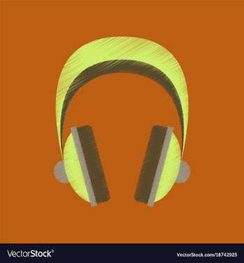 Flat shading style icon headphones stereo vector image