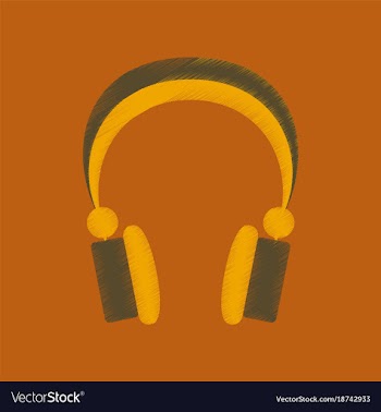 Flat shading style icon headphones stereo vector image