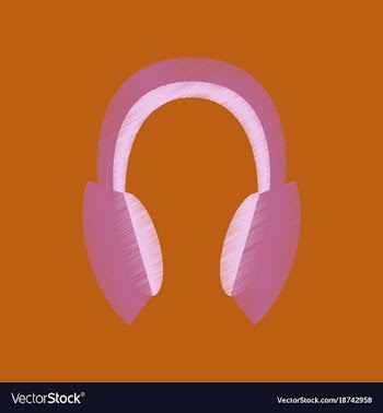 Flat shading style icon headphones stereo vector image