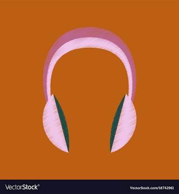 Flat shading style icon headphones stereo vector image