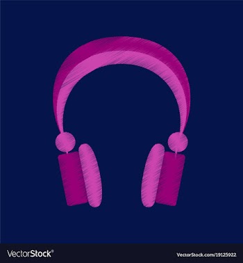 Flat shading style icon headphones stereo vector image
