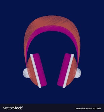 Flat shading style icon headphones stereo vector image
