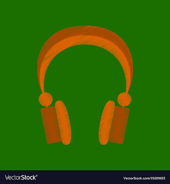 Flat shading style icon headphones stereo vector image