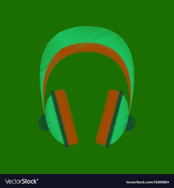 Flat shading style icon headphones stereo vector image