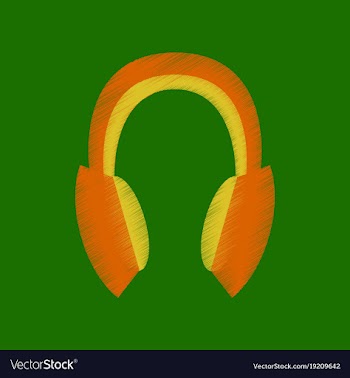 Flat shading style icon headphones stereo vector image