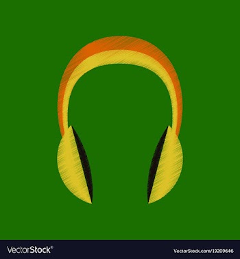 Flat shading style icon headphones stereo vector image
