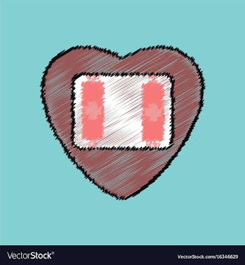 Flat shading style icon heart icon with a battery vector image