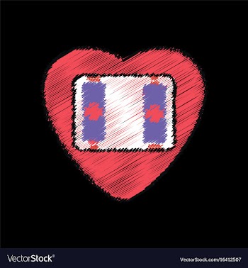 Flat shading style icon heart icon with a battery vector image