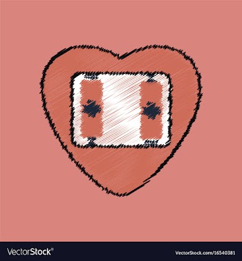 Flat shading style icon heart icon with a battery vector image