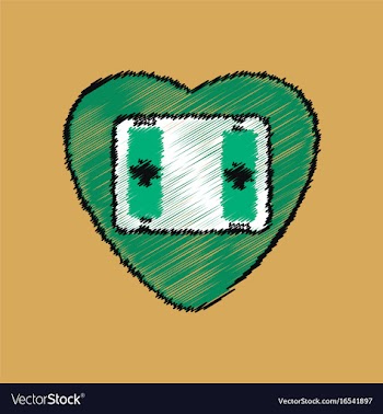 Flat shading style icon heart icon with a battery vector image