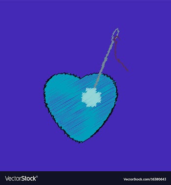 Flat shading style icon heart with a needle vector image