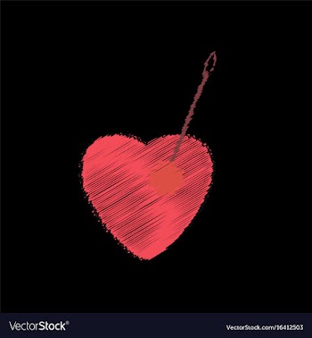 Flat shading style icon heart with a needle vector image