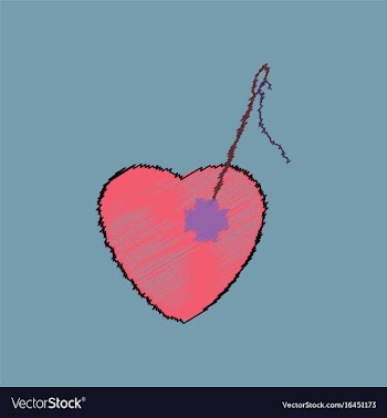 Flat shading style icon heart with a needle vector image