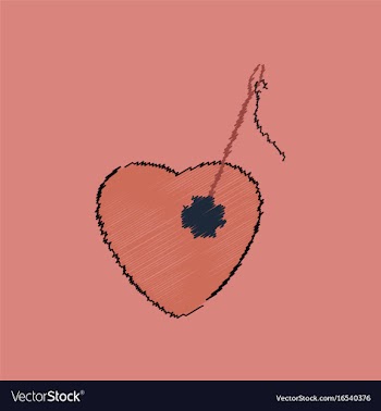 Flat shading style icon heart with a needle vector image