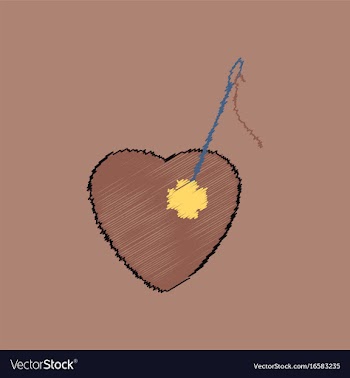 Flat shading style icon heart with a needle vector image