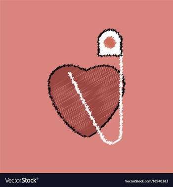 Flat shading style icon heart with a safety pin vector image