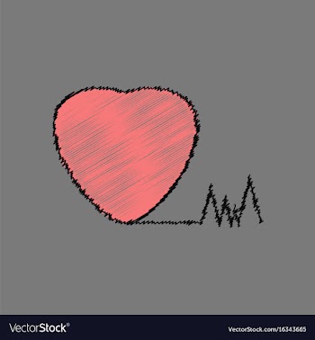 Flat shading style icon heart with cardio vector image