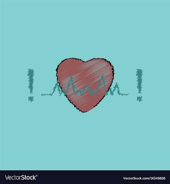 Flat shading style icon heart with cardio vector image