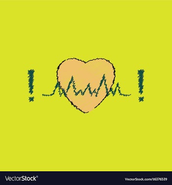 Flat shading style icon heart with cardio vector image