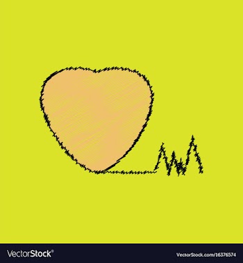 Flat shading style icon heart with cardio vector image