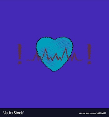 Flat shading style icon heart with cardio vector image