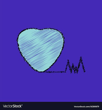 Flat shading style icon heart with cardio vector image