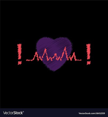 Flat shading style icon heart with cardio vector image