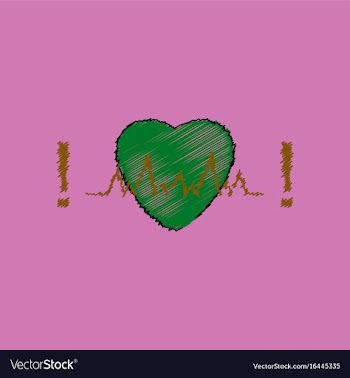Flat shading style icon heart with cardio vector image