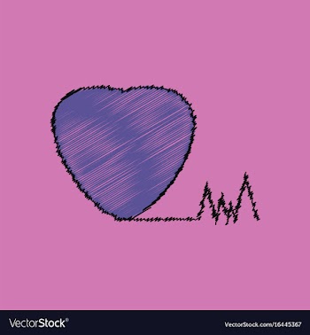 Flat shading style icon heart with cardio vector image