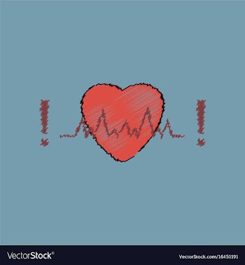Flat shading style icon heart with cardio vector image