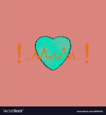 Flat shading style icon heart with cardio vector image