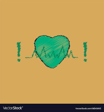 Flat shading style icon heart with cardio vector image