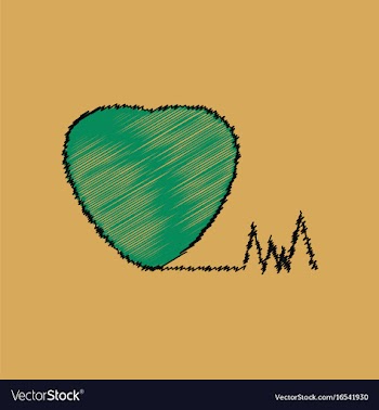 Flat shading style icon heart with cardio vector image