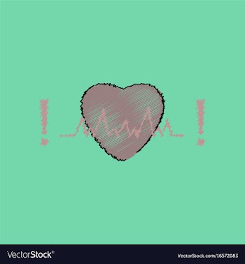 Flat shading style icon heart with cardio vector image