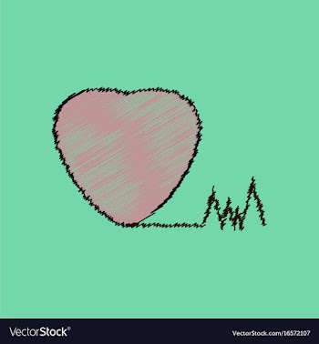 Flat shading style icon heart with cardio vector image