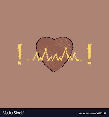 Flat shading style icon heart with cardio vector image